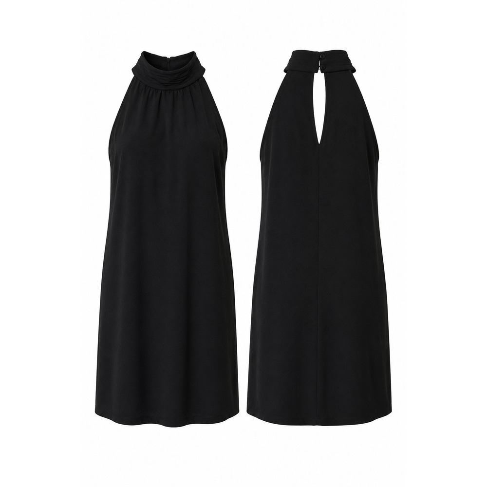 Express Black Halter High Neck Knee Length Dress Size L Minimalist LBD